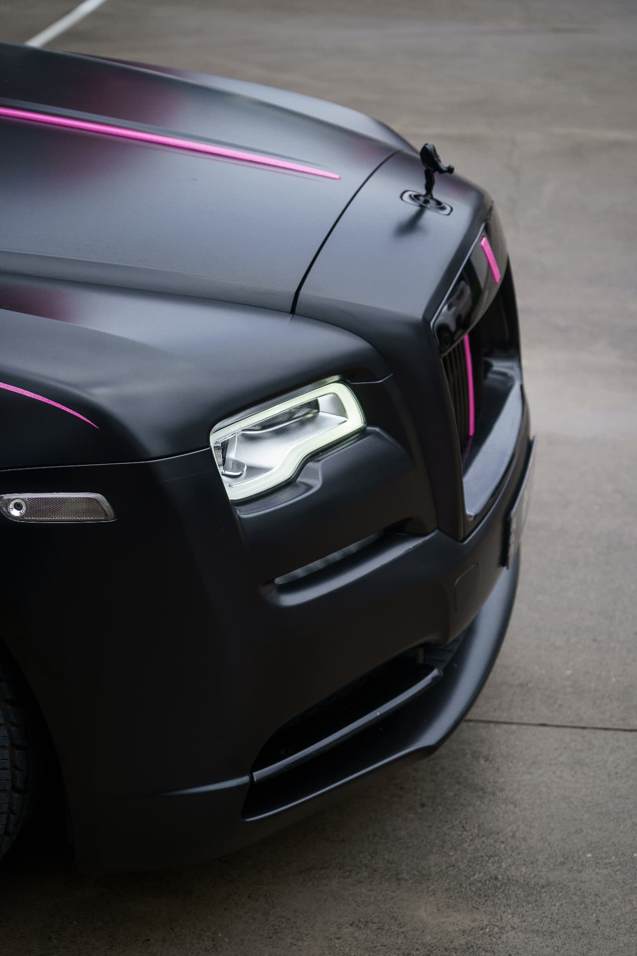 Matte black car detail
